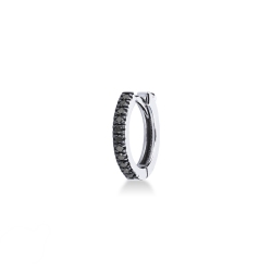 Créole mono homme en or blanc 18 carats avec diamants noirs