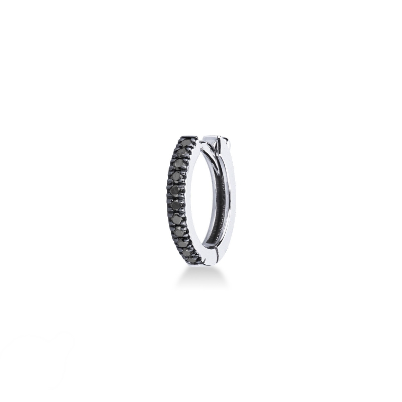 Créole mono homme en or blanc 18 carats avec diamants noirs
