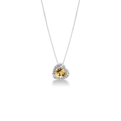 Collier en or avec citrine en forme de cœur et diamants