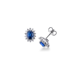 Boucles d'oreilles en or blanc 18k avec des saphirs bleus