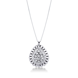 Collier femme goutte en or blanc 18k avec pendentif en diamant