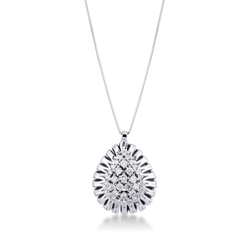 Collier femme goutte en or blanc 18k avec pendentif en diamant
