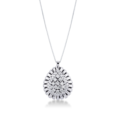 Collier femme goutte en or blanc 18k avec pendentif en diamant