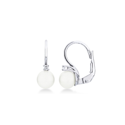 Boucles d’oreilles en or blanc 18k avec perle et diamants