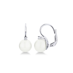 Boucles d’oreilles perles de culture et diamants en or blanc 18k