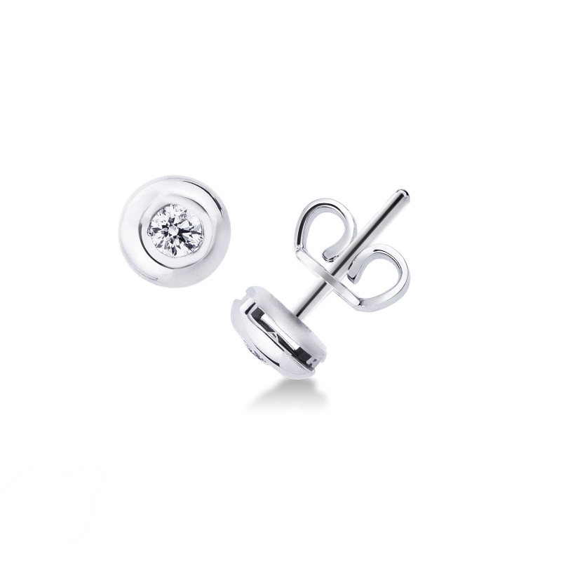 Boucles d'oreilles puce diamant 0.14 ct or blanc 750