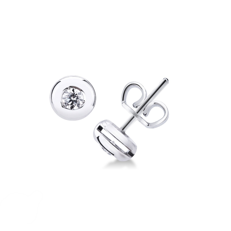 Boucles d'oreilles puce en diamant 0.16 ct or blanc 18k  
