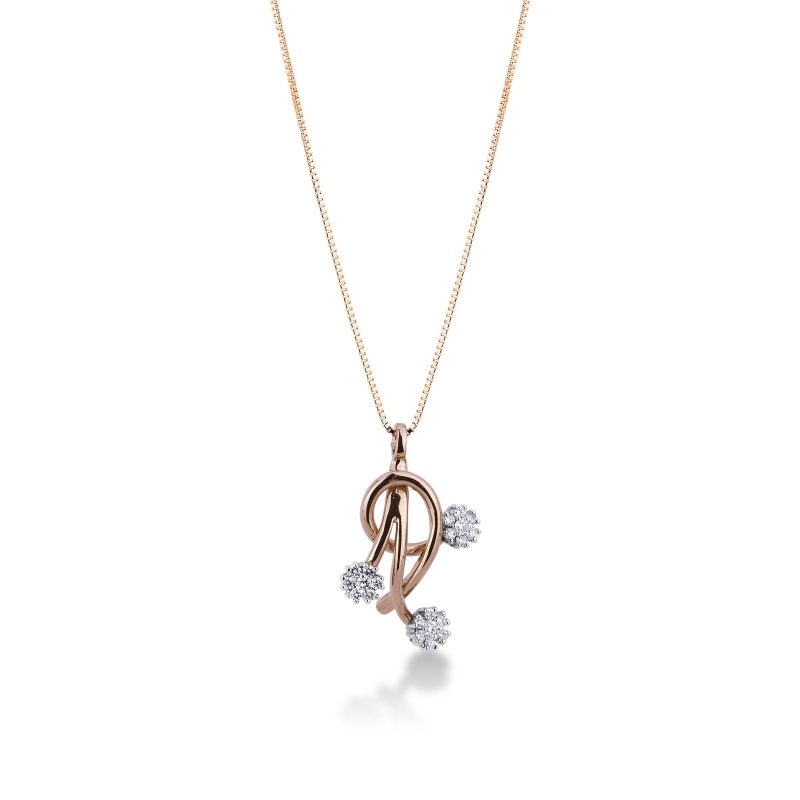 Collier en or blanc 18k avec trilogy fleur en diamants