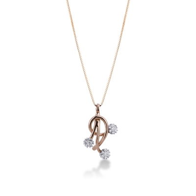 Collier en or blanc 18k avec trilogy fleur en diamants