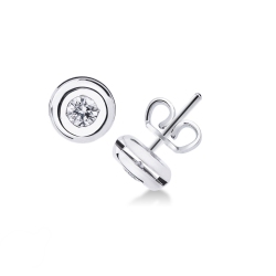 Boucles d'oreilles diamants 0.40 ct serti clos or blanc 18k
