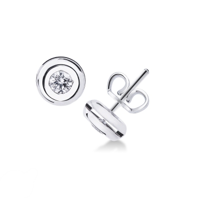 Boucles d'oreilles diamants 0.40 ct serti clos or blanc 18k