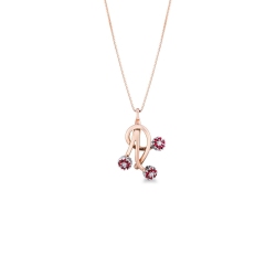 Collier femme en or rose et blanc 18k avec diamants et rubis