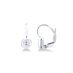 Boucles d'oreilles pendantes en or blanc 18K serties d'un diamant de 0,24 carat