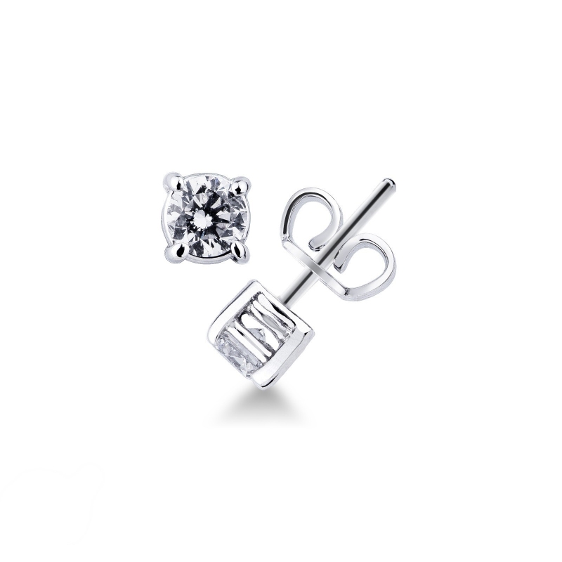 Boucles d'oreilles solitaire en or blanc 18k avec diamants 0.30 ct