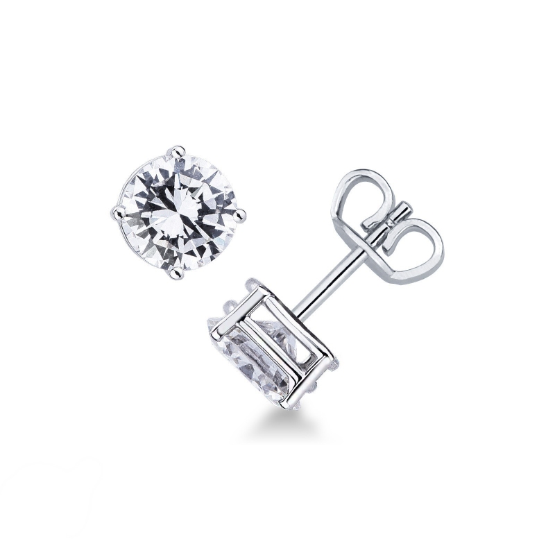 Boucles d'oreilles solitaire en or blanc 18 carats