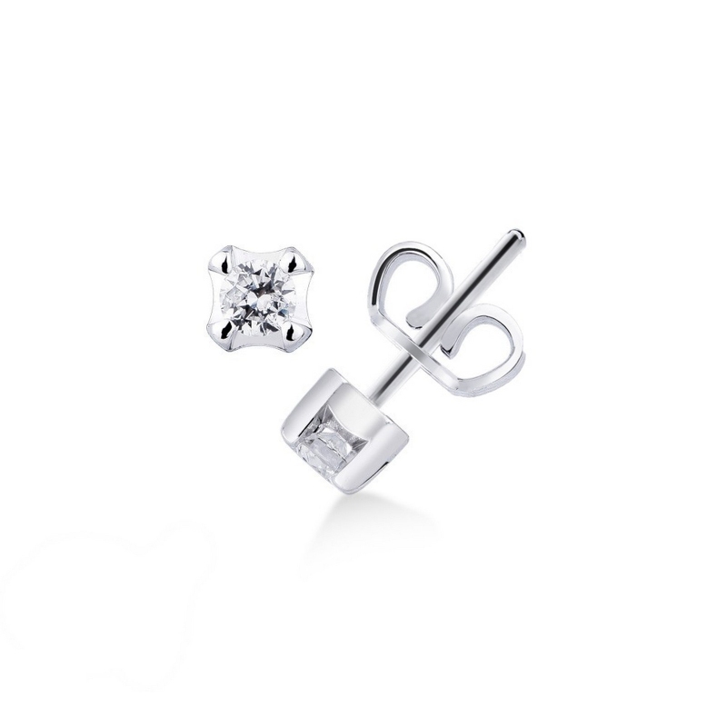 Boucles d'oreilles  avec diamants 0.10 ct or blanc 18k 