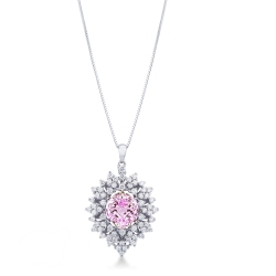 Pendentif en or blanc 18k avec saphir rose et diamants