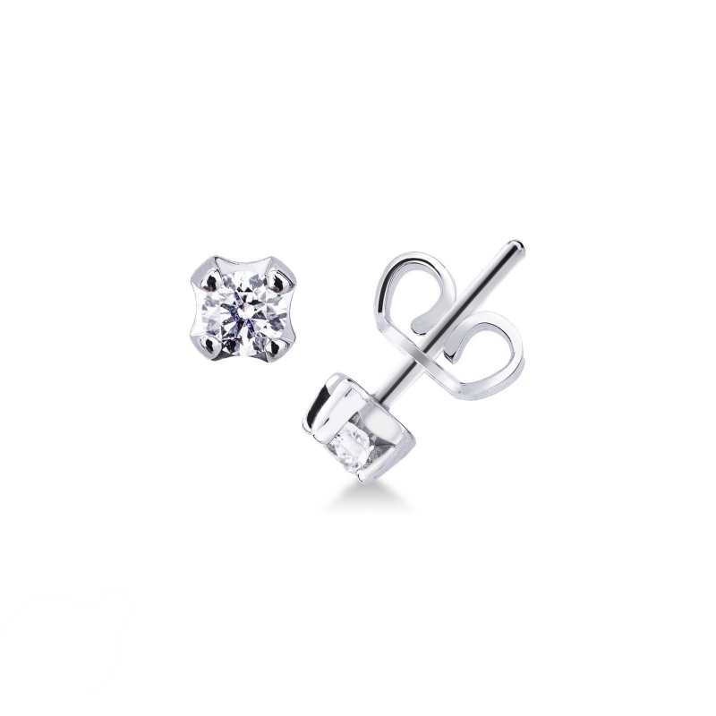 Boucles d'oreilles puce femme or blanc avec diamant 0.30 ct