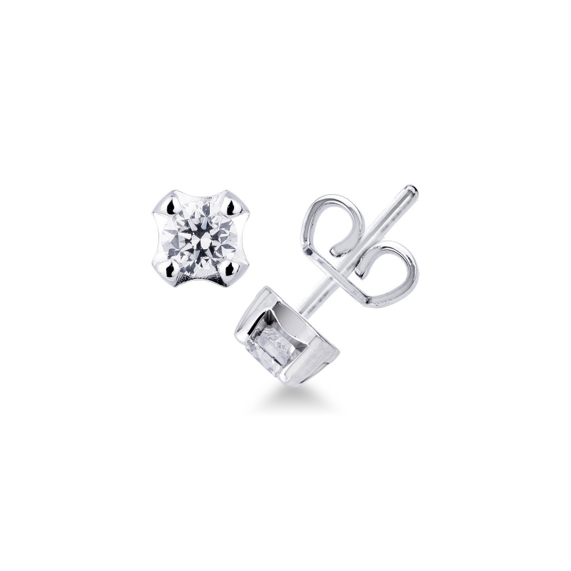 Puces d'oreilles or blanc 18k diamant 0.36 ct 