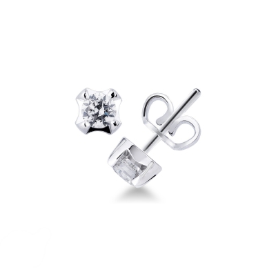 Clous d'oreilles solitaire 6 griffes 0.40 ct or blanc 18k