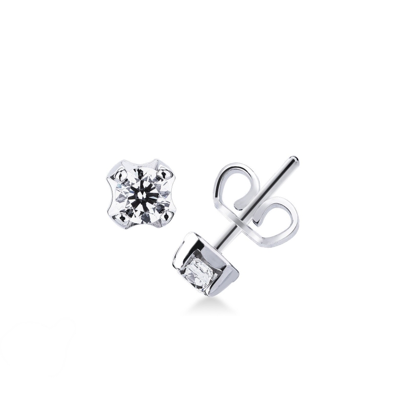 Clous d'oreilles puce diamant 0.80 ct or blanc 18k