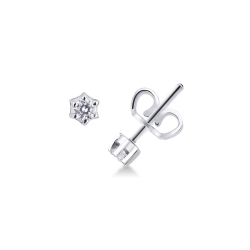 Boucles d'oreilles en or blanc 18k à 6 griffes avec diamants 0.12 ct