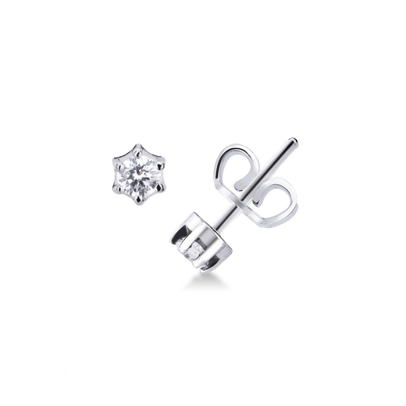 Boucles d'oreilles Femme en or blanc 18k avec diamants 0.20 ct 