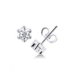 Boucles d'oreilles 6 griffes en or blanc 18k avec diamants 0.50 ct