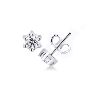 Puces d'oreilles or blanc 750 diamant 0.60 ct 