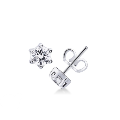 Boucles d'oreilles griffes en or blanc 18k avec diamants