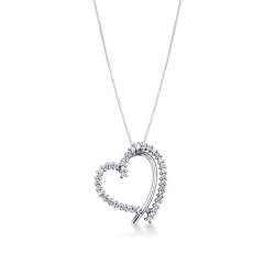 Collier coeur en or blanc 18 carats serti de diamants