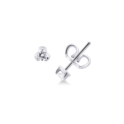 Clous d'oreilles diamant solitaire 0.16 à 3 griffes or blanc 750