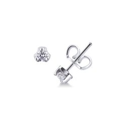 Clous d'oreilles solitaire à griffes 0.40 ct or blanc 18k