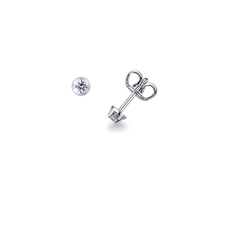 Boucles d'oreilles diamants 0.08 ct en or blanc 