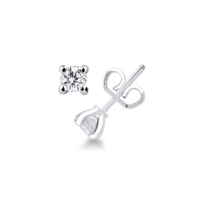 Boucles d'oreilles solitaire diamant 0.26 ct en or blanc 18k 