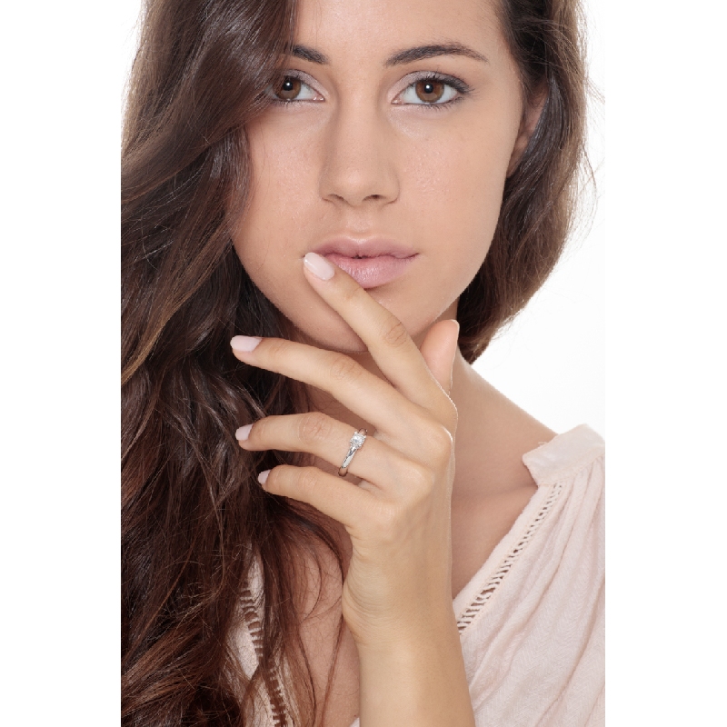 Solitaire or blanc et diamant 0.40 ct