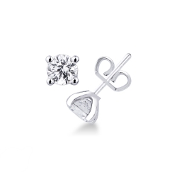 Boucles d'oreilles 4 griffes en or blanc 18k avec diamants 0.80 ct