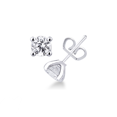 Boucles d'oreilles 4 griffes en or blanc 18k avec diamants 0.80 ct