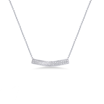 Collier en or blanc 18k avec barre en diamants