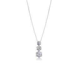 Collier en or blanc 18k avec pendentif trilogy fleur en diamants