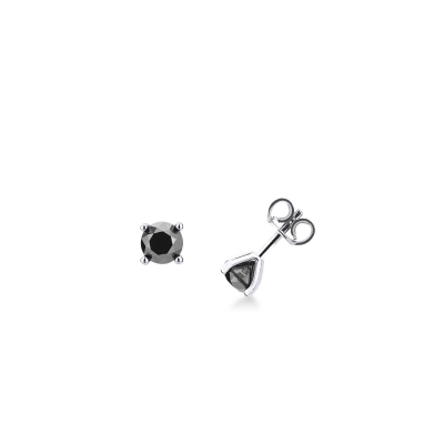 Boucles d'oreilles en or blanc 18k avec diamant noir