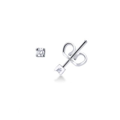 Puces d'oreilles en or blanc 18k avec diamants 0.08 ct 