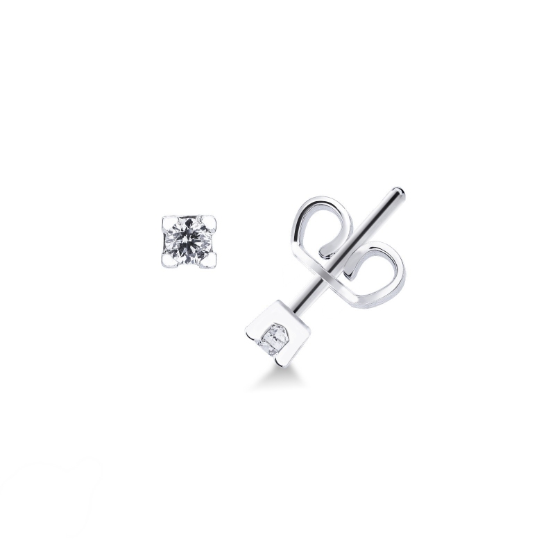 Boucles d'oreilles diamants 0.16 ct or blanc 18k 