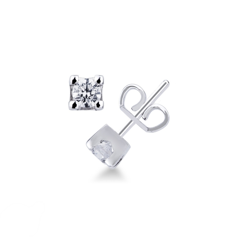 Puces femme diamant 0.20 ct 6 griffes or blanc 18k