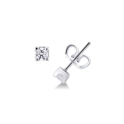 Boucles d'oreilles femme puce or blanc 750 4 griffes diamants 0.30 ct