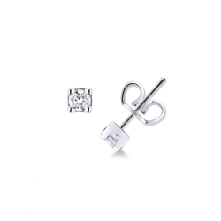 Boucles d'oreilles solitaire diamants 0.40 ct en or blanc 18k