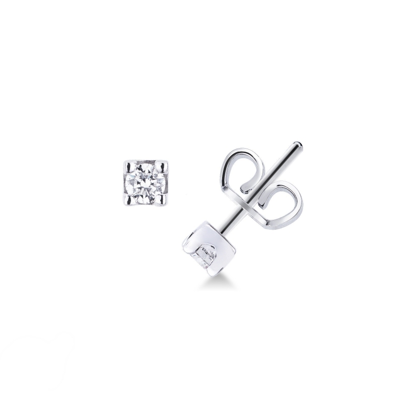 Boucles d'oreilles solitaire diamants 0.40 ct en or blanc 18k