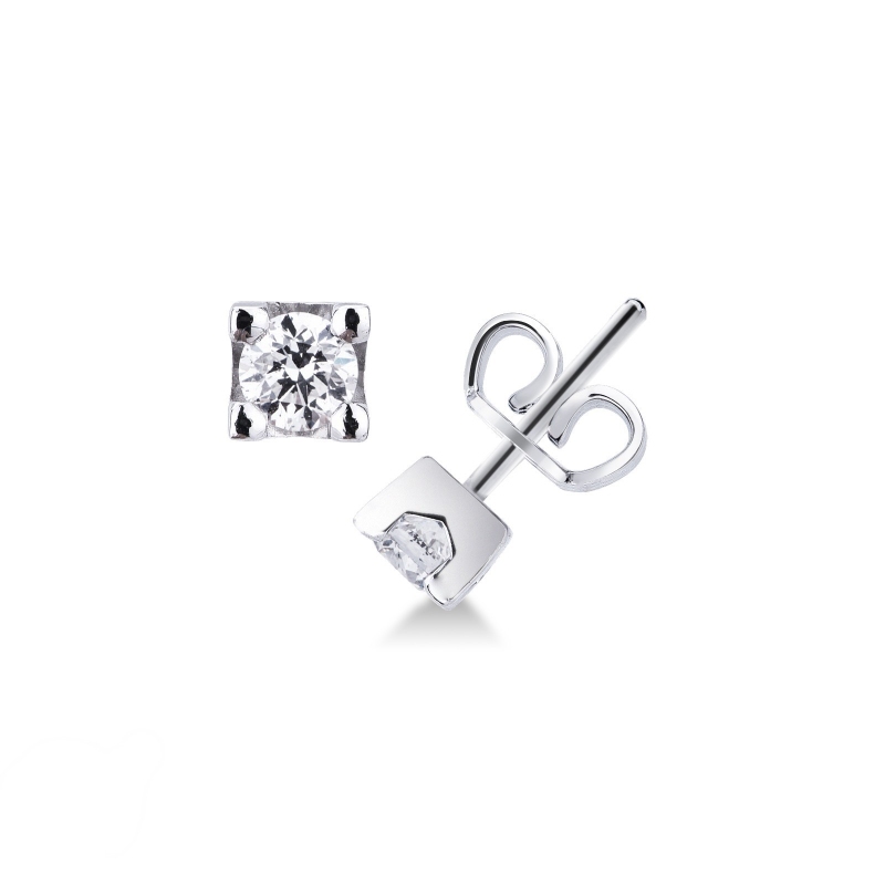 Boucles d'oreilles puces  0.50 ct en or blanc 750
