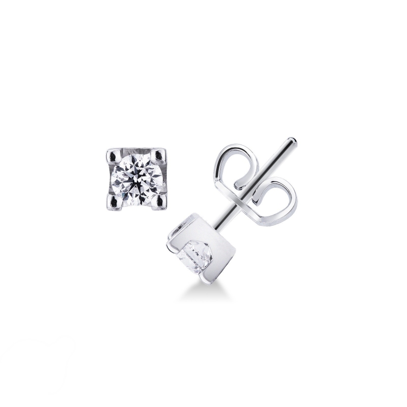 Boucles d'oreilles en or blanc 18k avec diamants 0.60 ct
