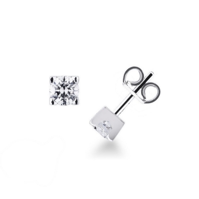 Clous d'oreilles puce brillant 0.80 ct or blanc 750